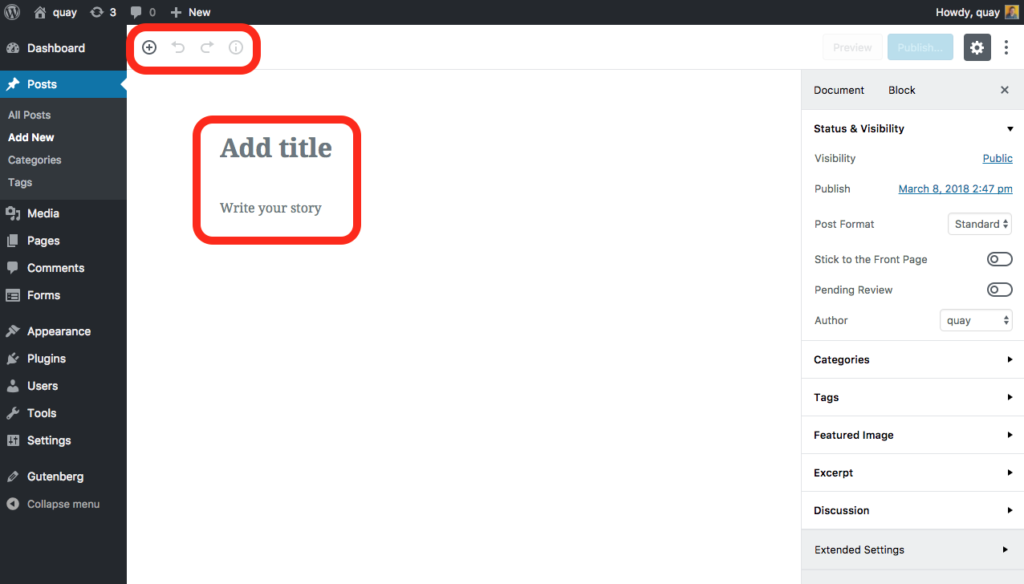 Creating a New Post - Gutenberg
